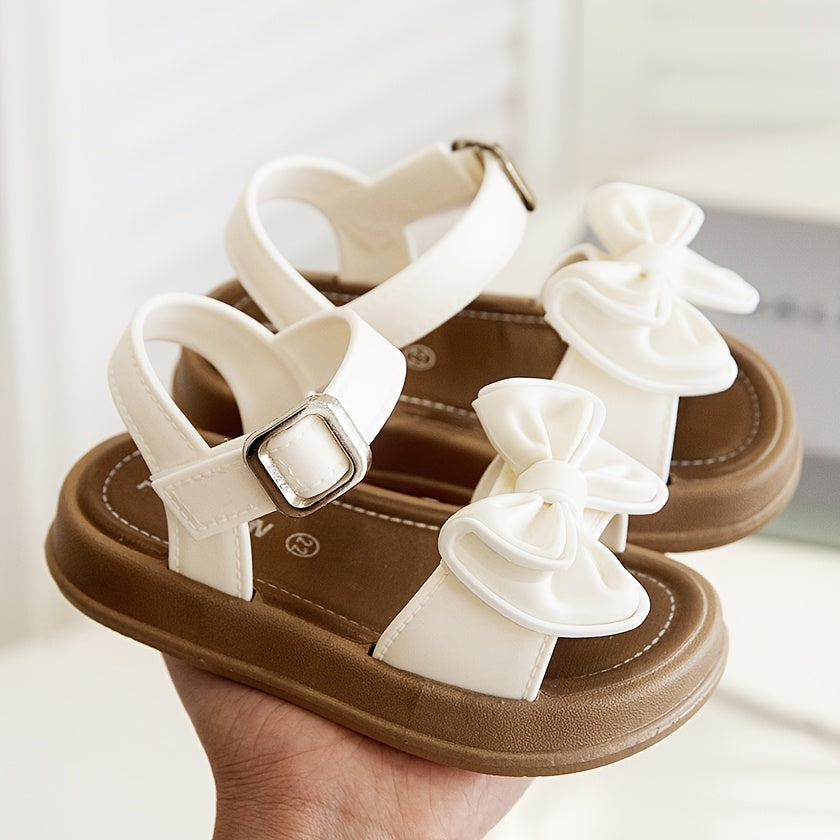Girls' Solid Color Bow Sandals Lightweight Breathable Non-Slip for Spring Summer