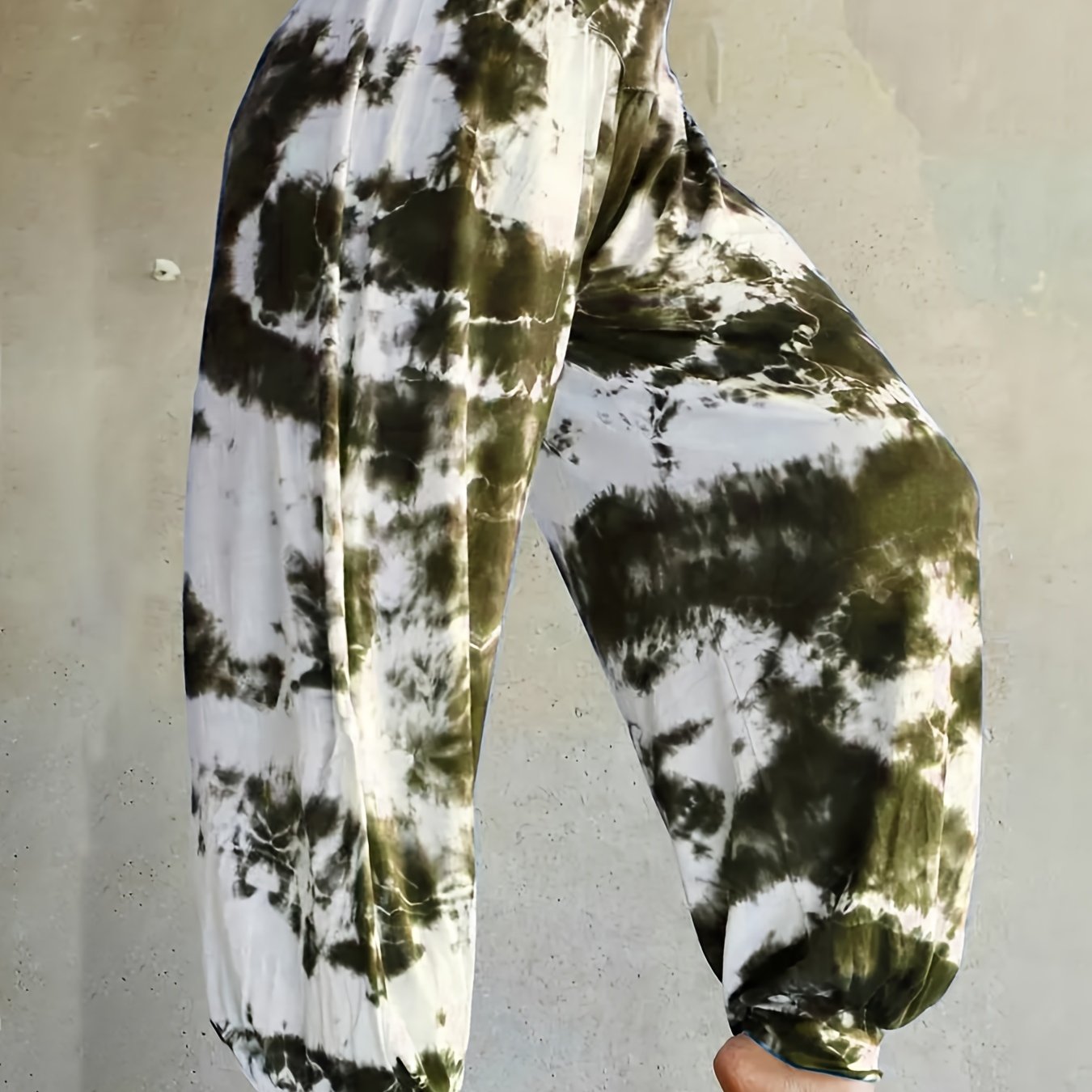 Pantalones joggers de talla grande con estampado tie dye, pantalones casual de cintura elástica para primavera y verano, mujer