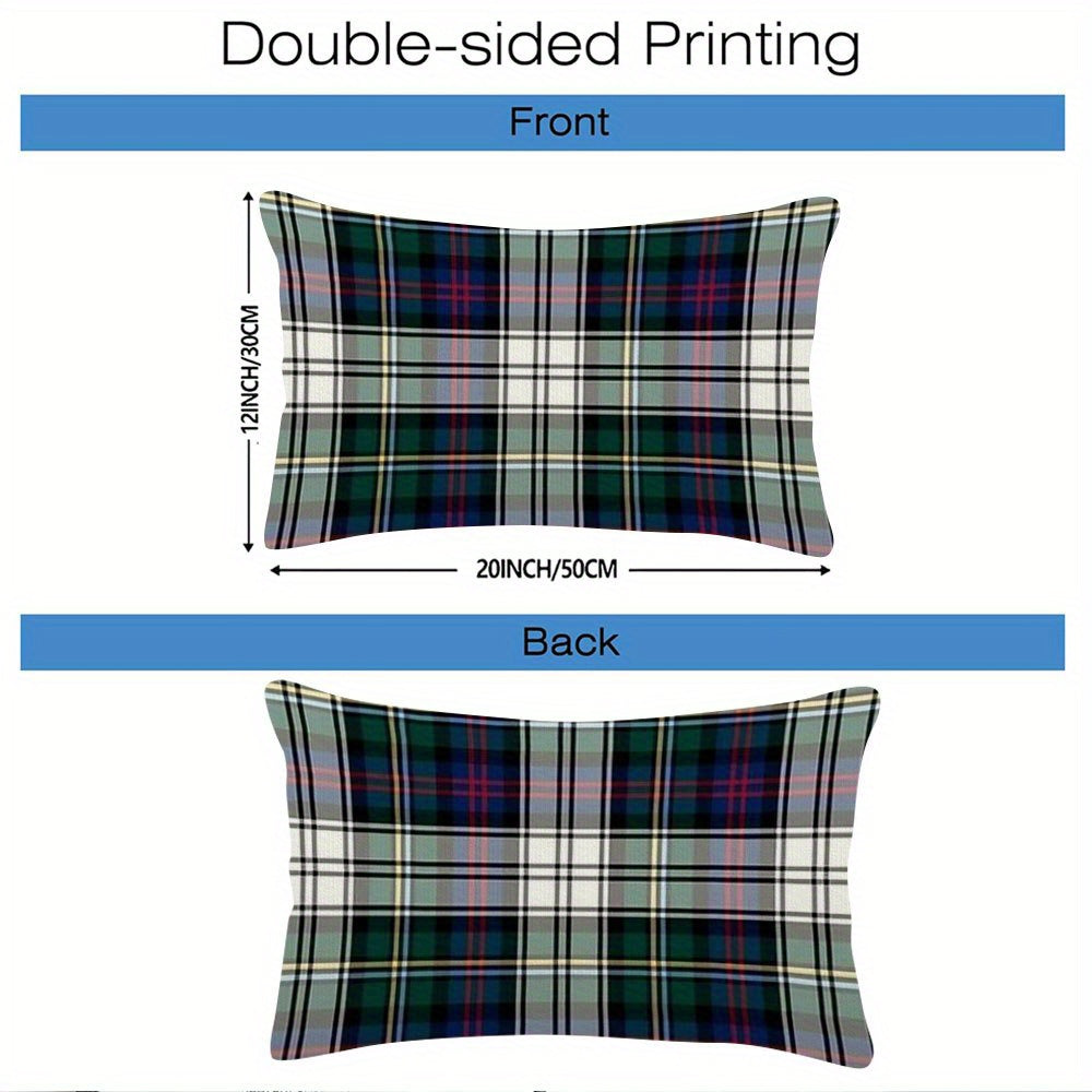 Tartan Pillow Covers Double-Sided Plush Sofa Bedroom Decor 30.48x50.8 cm