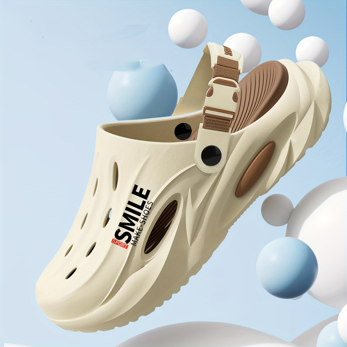 Women's EVA Slide Sandals with Adjustable Straps Indoor Outdoor Lightweight White Beige Blue