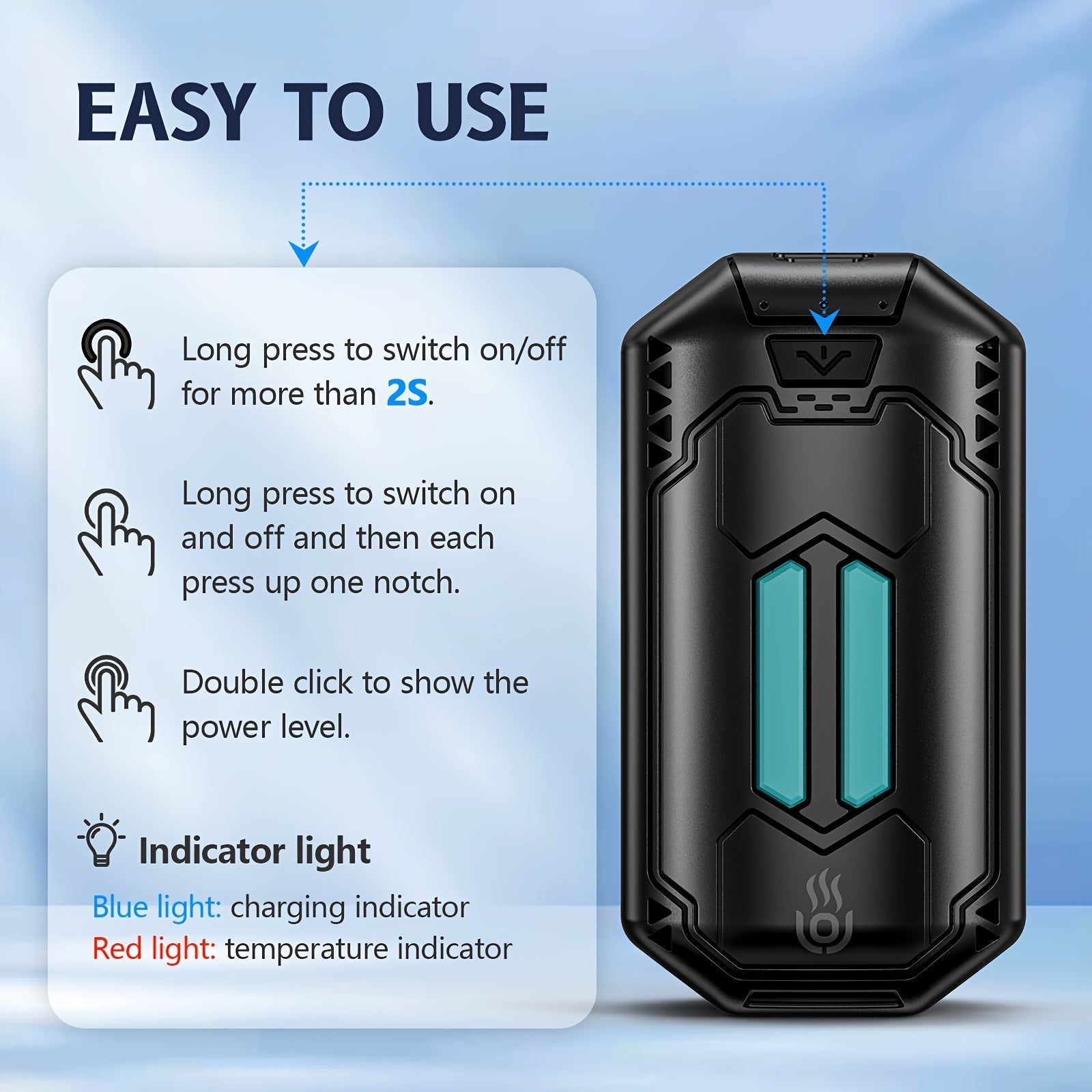 Dual Pack Portable Hand Warmers USB Rechargeable 6000mAh 3 Heat Settings