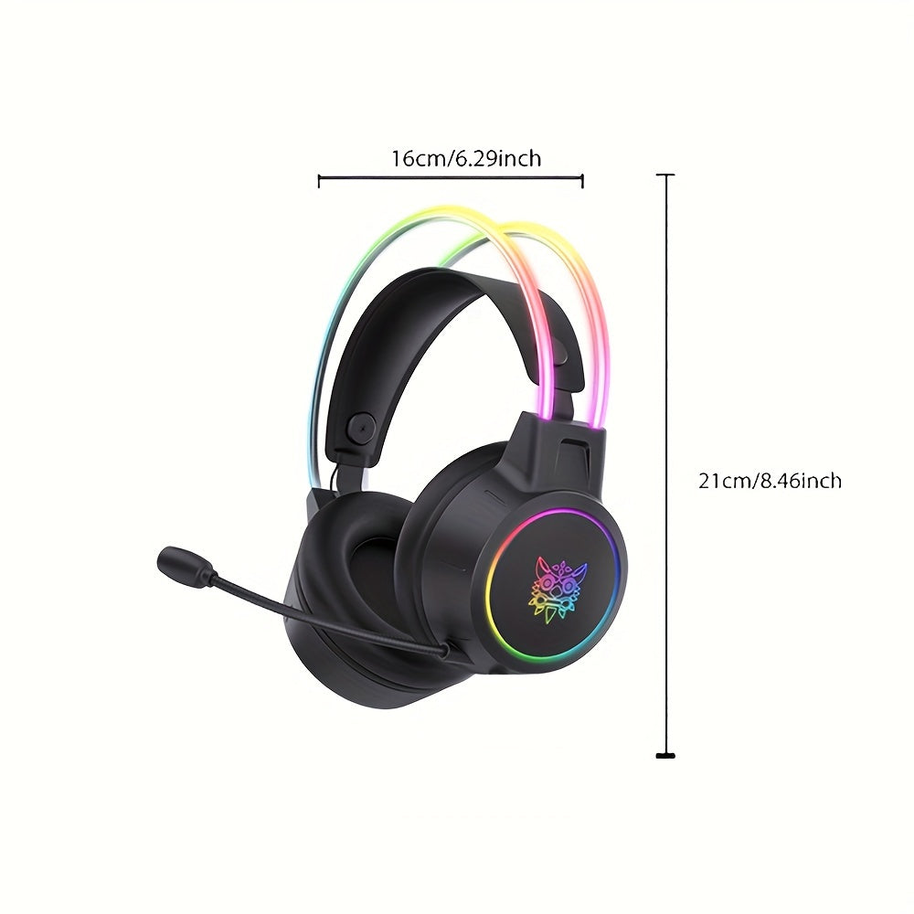 RGB Gaming Headset Noise Cancelling Surround Sound Wired with Detachable Microphone for PC and Laptop