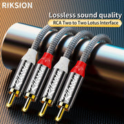 Gold-Plated RCA Male to Male Audio Cable Nylon Braided High-Fidelity Lossless Music Transmission for Home Theater Speakers