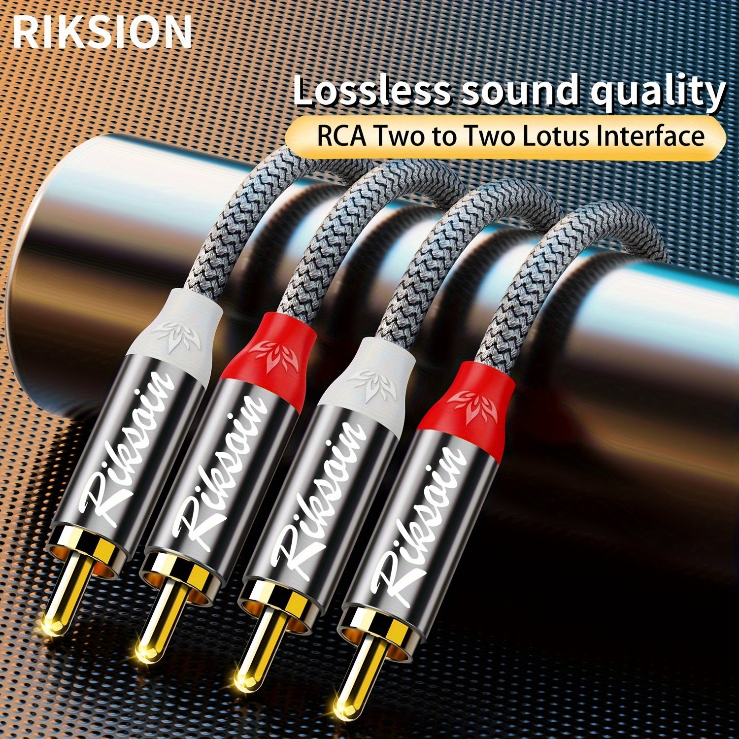 Gold-Plated RCA Male to Male Audio Cable Nylon Braided High-Fidelity Lossless Music Transmission for Home Theater Speakers