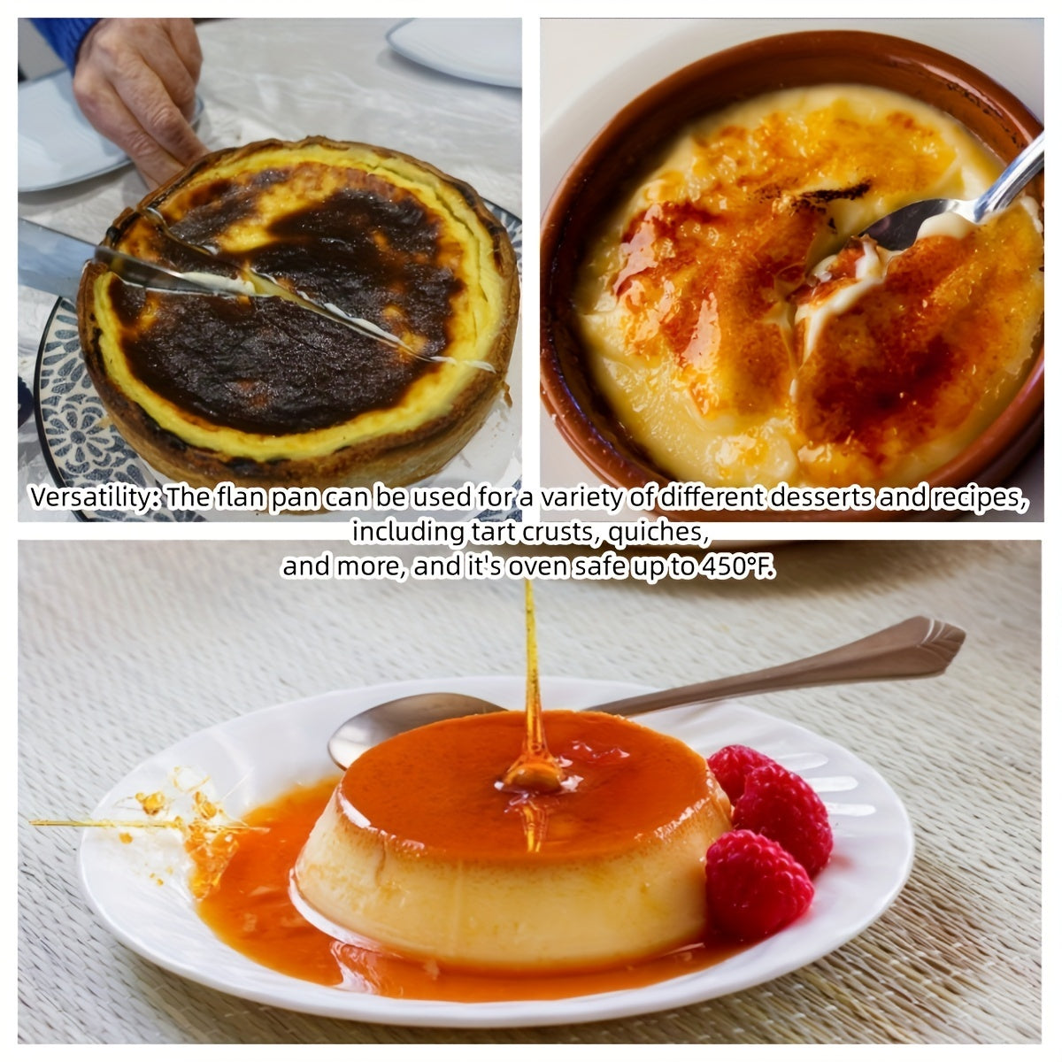 Stainless Steel Flan Mold with Lid Handle 1.5QT Bakeware for Pudding and Cupcakes