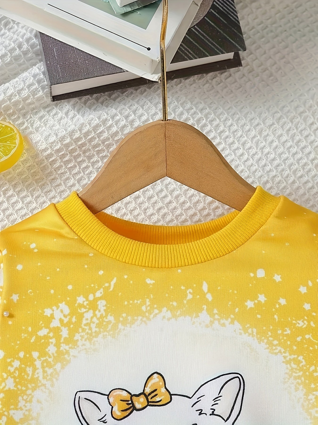 Girls' Sweatshirt and Joggers Set with Cartoon Cat Pattern Polyester Casual All-Season