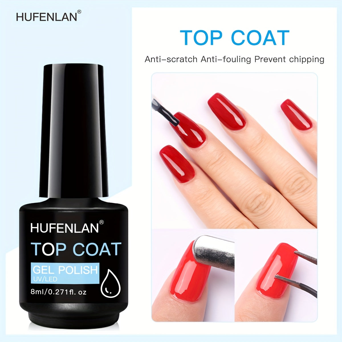 Long-Lasting Gel Nail Polish Set with 2 Top Coats and Base Coat for Shiny Odorless Finish