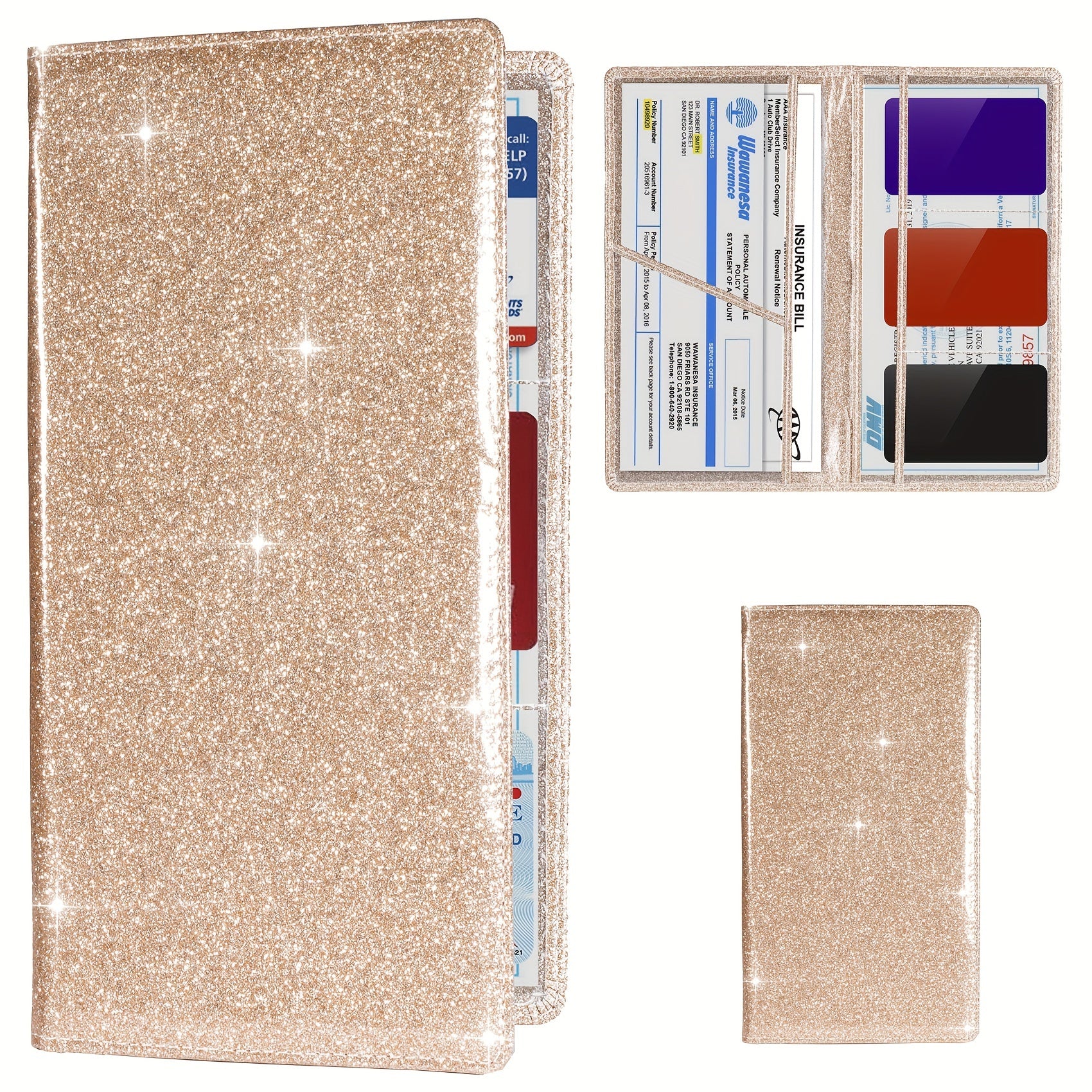 Car Registration and Insurance Card Holder Leather Vehicle License Organizer