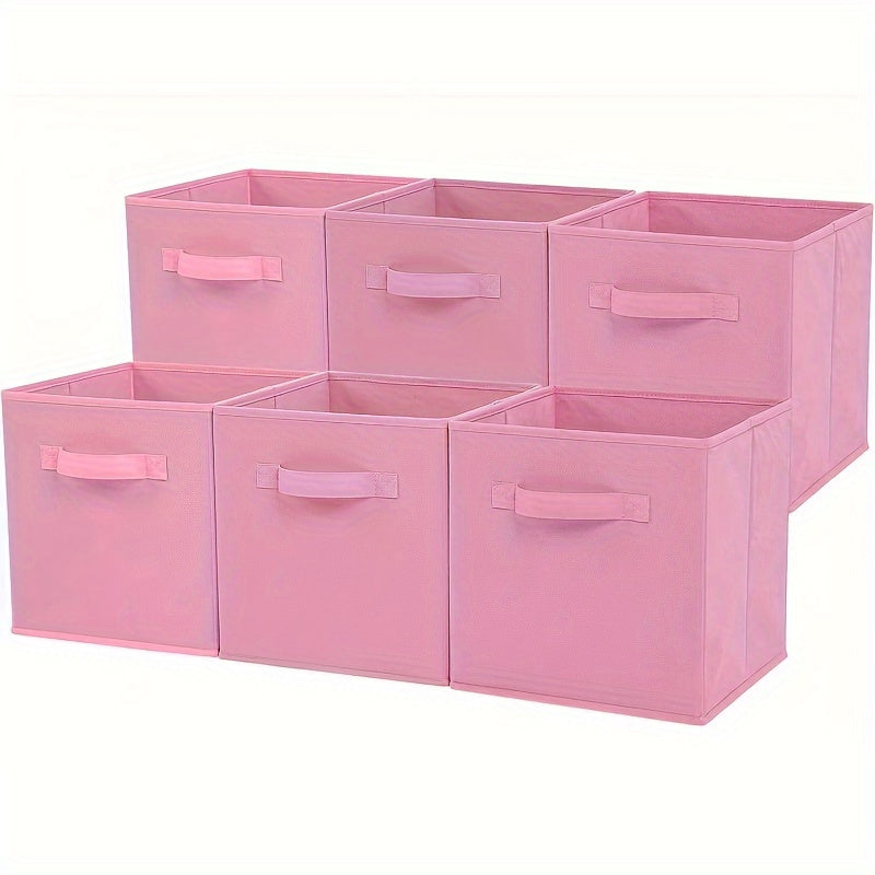 Set of 6 Pastel Purple Ombre Non-Woven Storage Boxes with Handles for Home Office