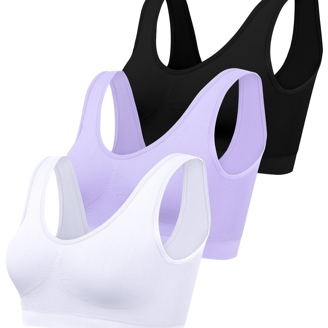 Women's Sports Bras 3 Pack Seamless High Support Crop Tops Without Padding