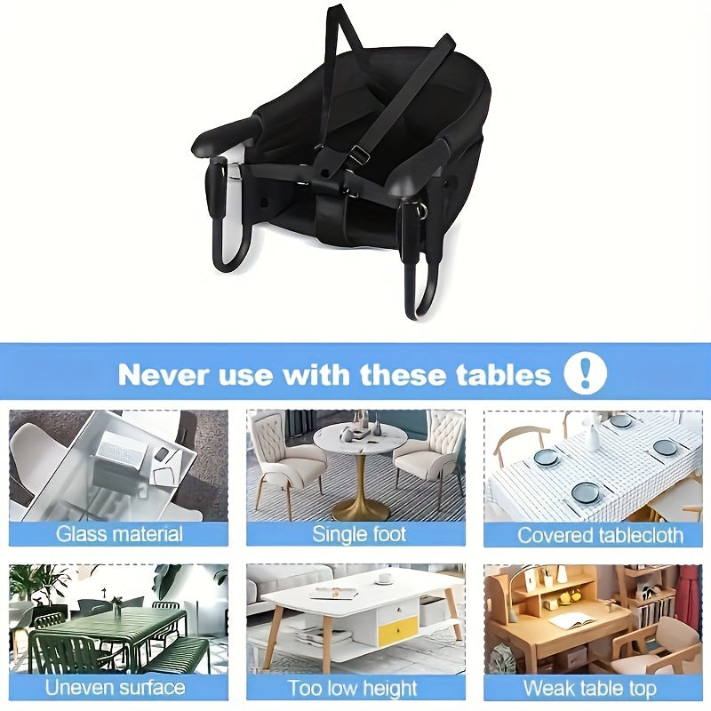 Silla alta para bebé portátil con gancho, silla de mesa para bebés hasta 15kg