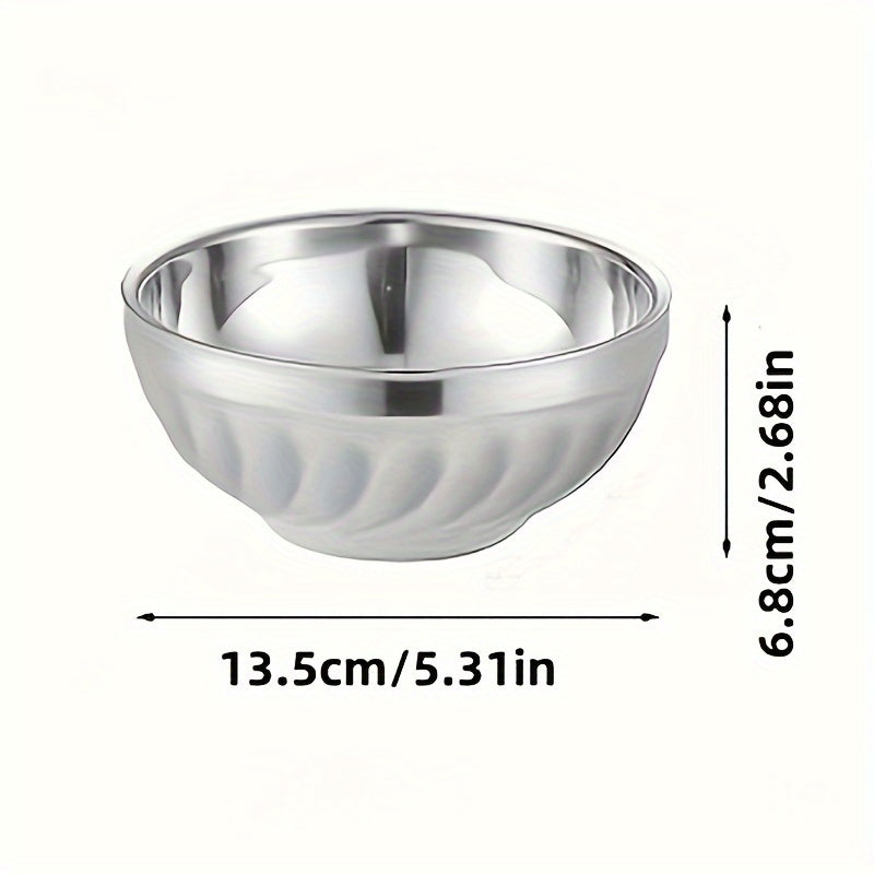 Set of 5 Stainless Steel Bowls with Double-Layered Heat Insulation for Salads Noodles Soups Desserts