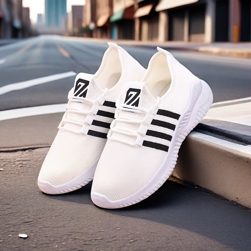 Men's Casual Athletic Sneakers Solid Color Fabric Low Top Lace Up