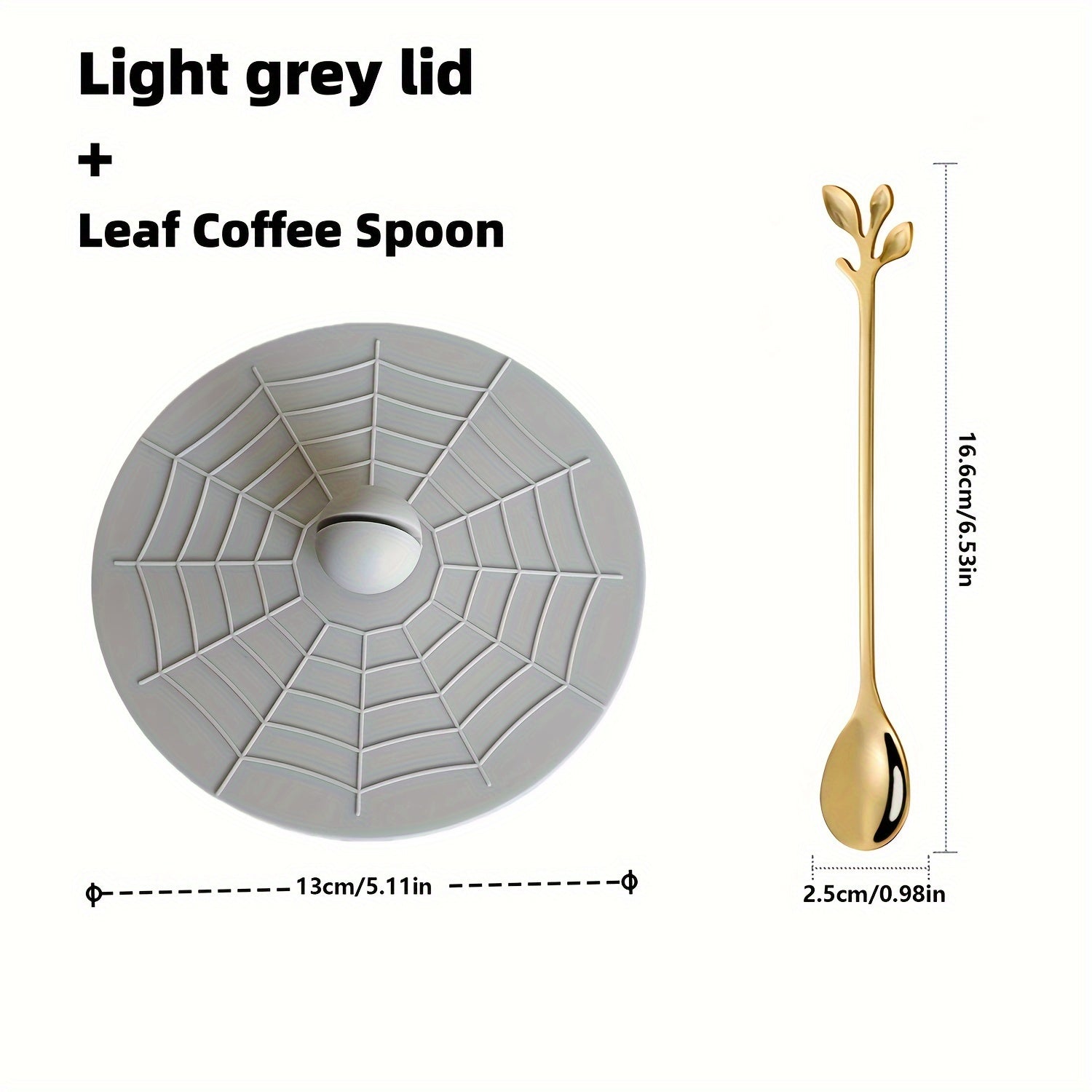 Silicone Cup Lid with Spoon Set Reusable Leakproof Cover for Ceramic Glass Tea Mug