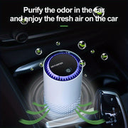 1 шт. Белый очиститель воздуха с синими акцентами - Удаляет 99% пыли и отрицательных ионов, 1000 Вт, включает ароматизированные диски - Идеально для спальни, автомобиля, офиса