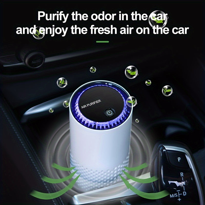 1 шт. Белый очиститель воздуха с синими акцентами - Удаляет 99% пыли и отрицательных ионов, 1000 Вт, включает ароматизированные диски - Идеально для спальни, автомобиля, офиса