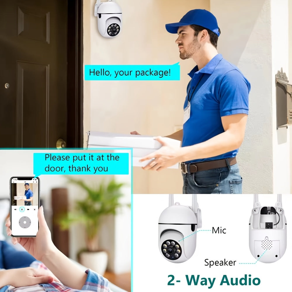 Security Camera System with 64GB Storage PTZ IP Camera 360° Panoramic Night Vision Two-Way Audio Motion Detection