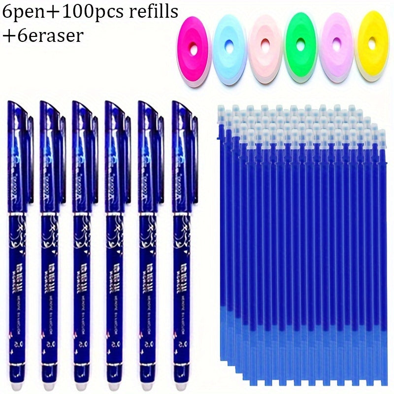 112-Donali eriydigan jel ruchka to'plami, almashtiriladigan qalamlar bilan, 0.5mm nozik nuqta, turli ranglar