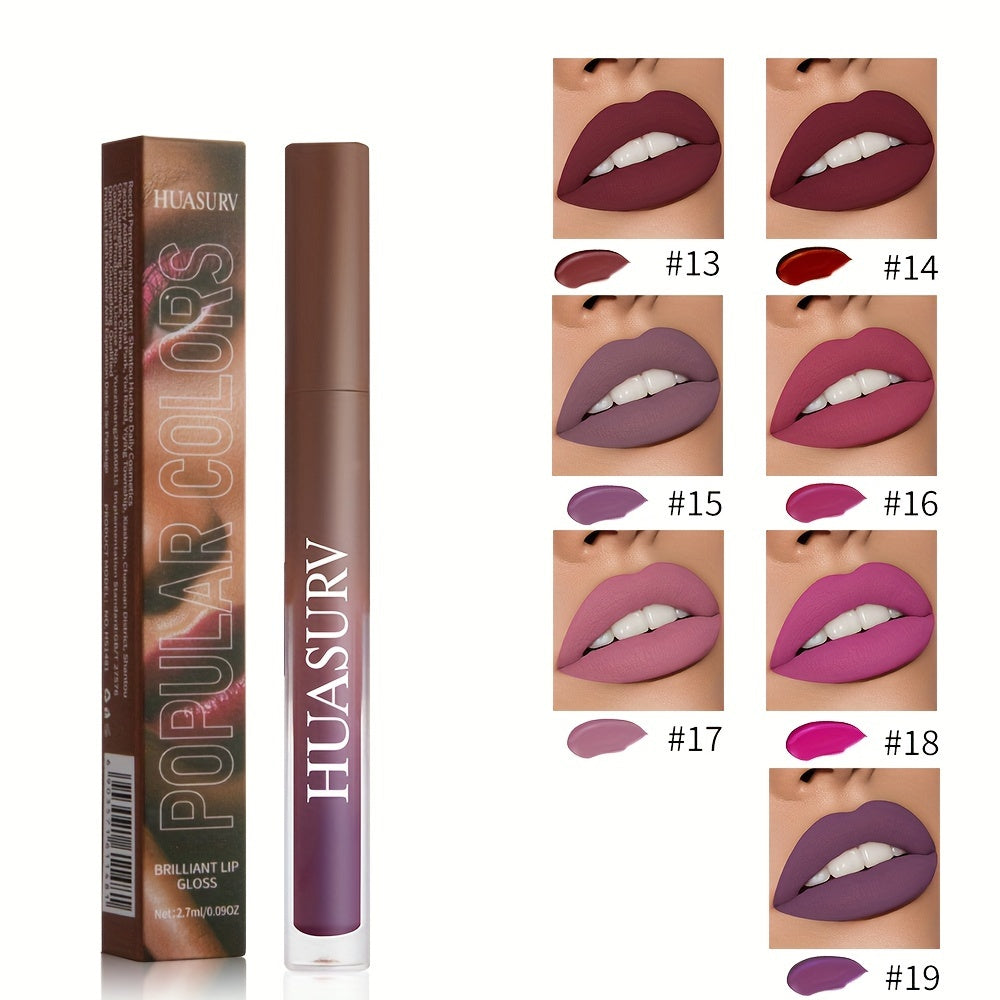 Women's Velvet Matte Liquid Lipstick 19 Shades Long-Lasting, Rich Color