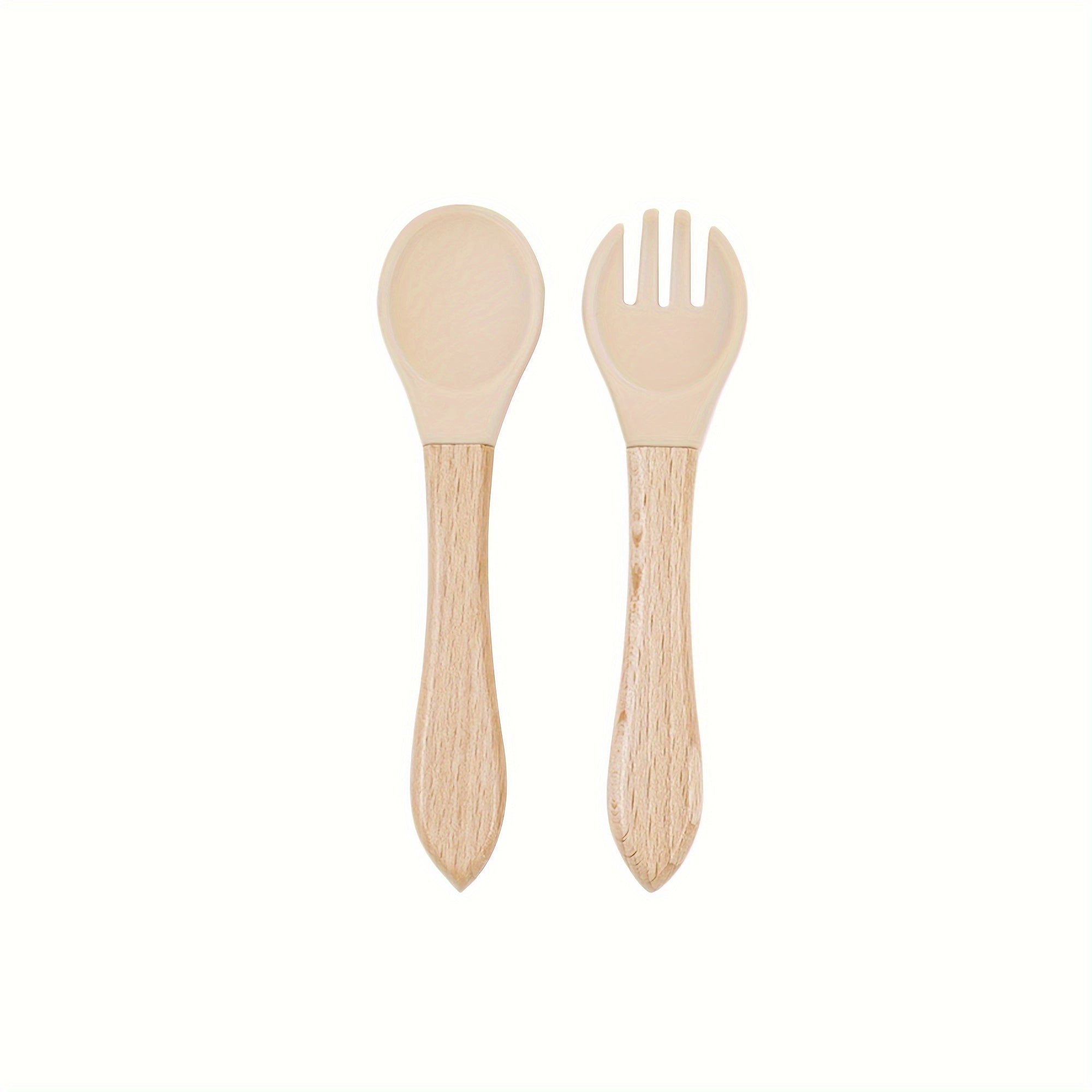 Baby Feeding Set Bamboo and Silicone Fork and Spork for Toddler Self-Feeding