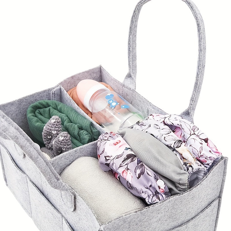 Sturdy Felt Diaper Caddy Organizer for Babies with Wipes and Supplies
