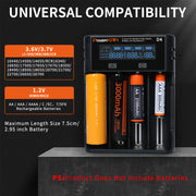 Universal Battery Charger with LCD Display USB Rechargeable for Lithium and Ni-MH Batteries