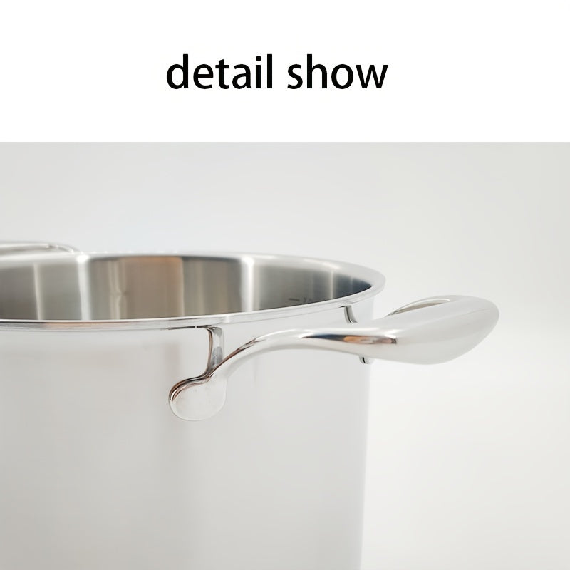 7L Stainless Steel Stockpot with Glass Lid, Deep Cooking Pot for Gas Induction Electric Stovetops