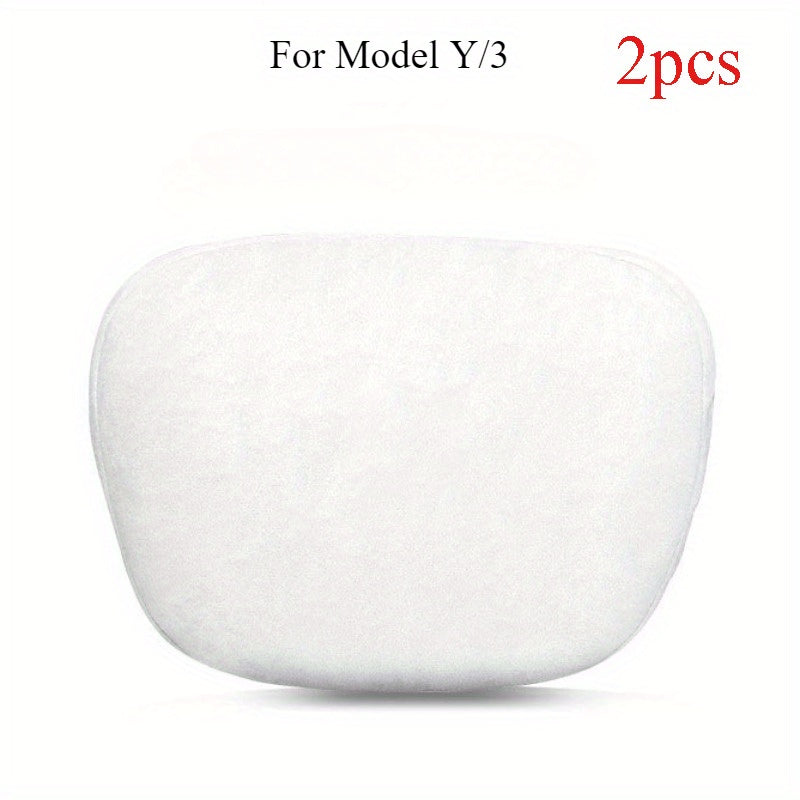 2pcs Car Headrest Neck Pillow Cushions for Tesla Model Y/3 Biological Fleece