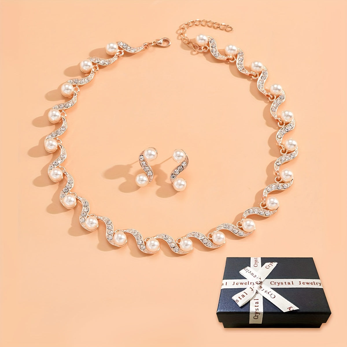 Pearl and Diamond Jewelry Set for Brides Wedding Accessories