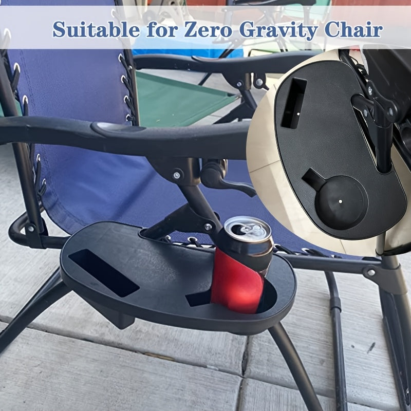 Folding Chair Side Table with Black Plastic Tray for Drinks and Snacks