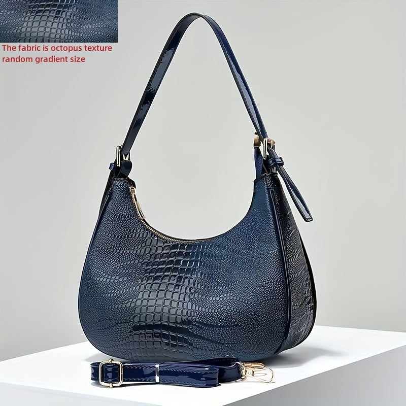 Women's Crossbody Bag with Crocodile Pattern Embossed PU Leather