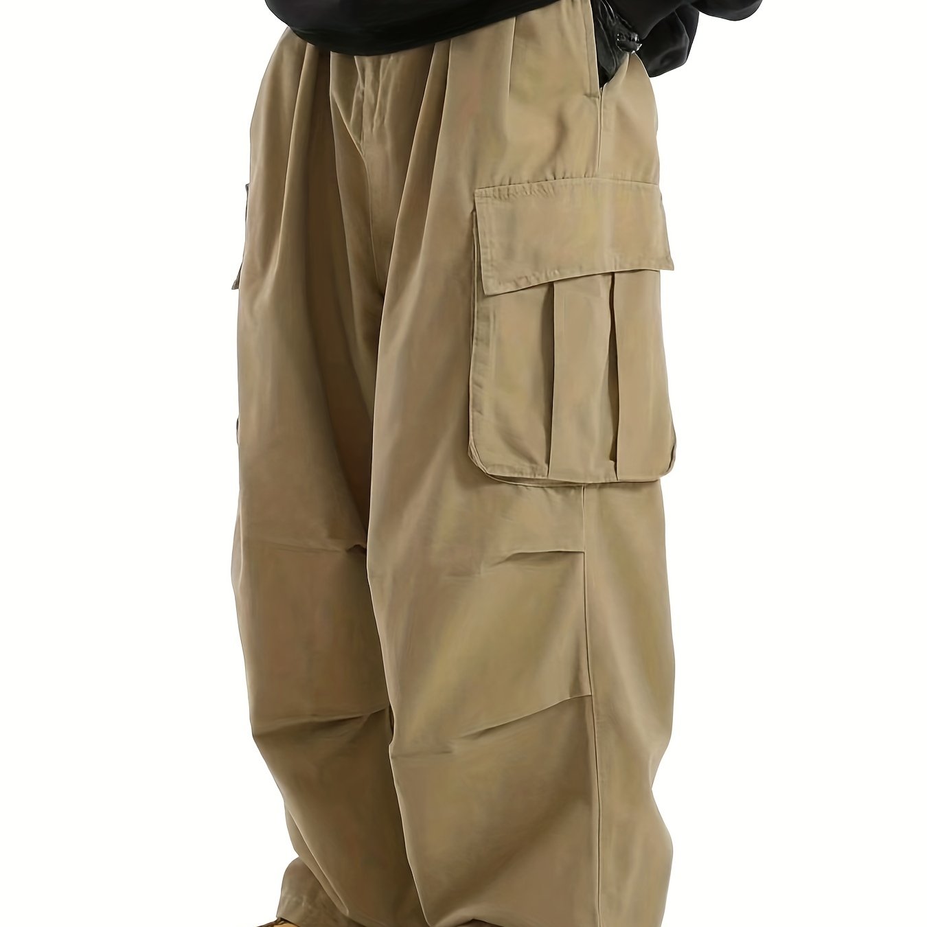 Men's Cargo Pants with Multiple Flap Pockets Loose Fit Casual Outdoor Work Polyester