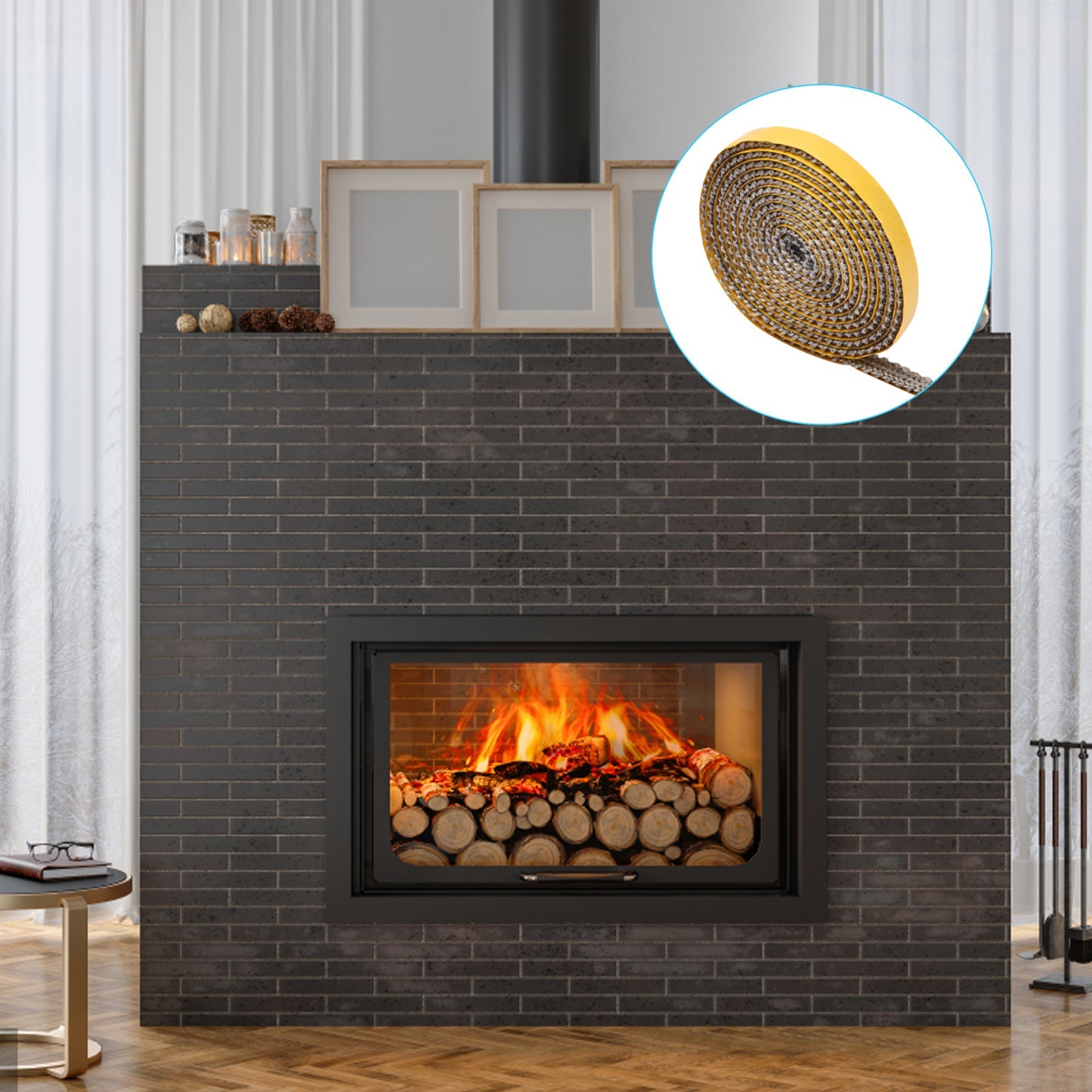 Flat Stove Rope Sealant Strip for Wood Burning Ovens Fireplaces 3mm x 10mm x 2m