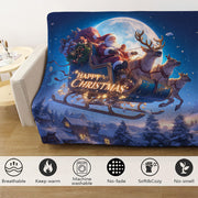 Christmas Santa Sleigh Print Flannel Fleece Throw Blanket All-Season Hypoallergenic for Travel Camping Napping