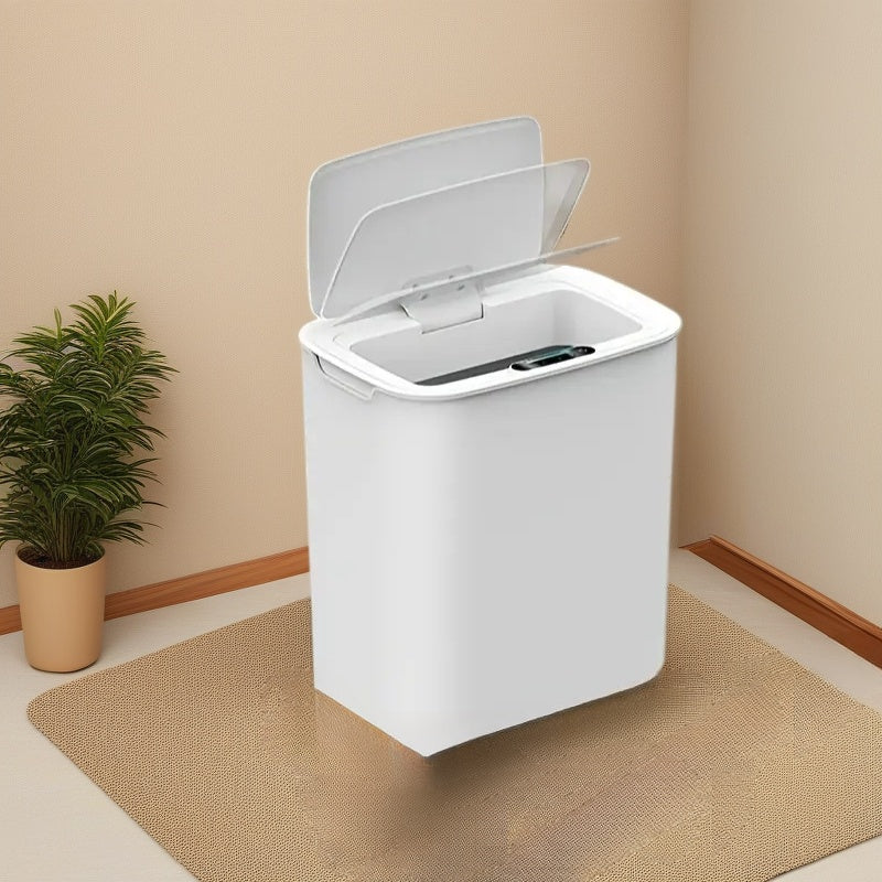 3.7-Gallon aqlli axlat qutisi, USB zaryadlash, avtomatik qopqoq, harakat sensori, oq