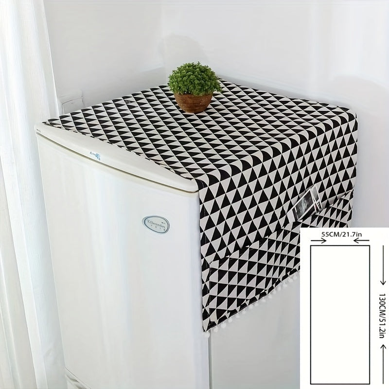 Gray Polyester Geometric Appliance Cover for Refrigerator and Washing Machine Dustproof