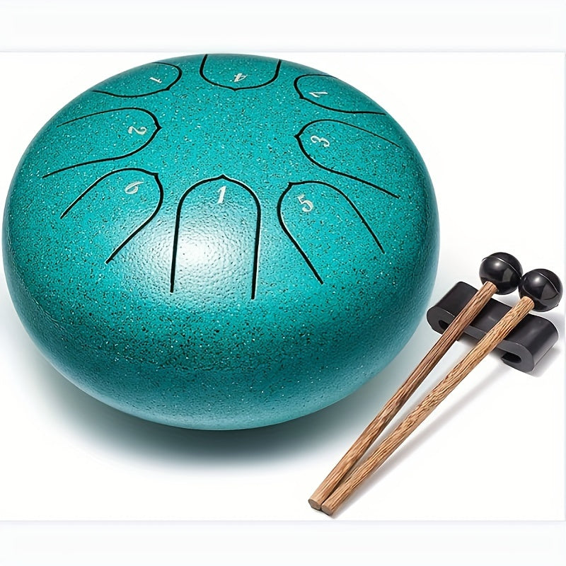 6-Inch Steel Drum with 8 Tones, Bag, Mallet, and Music Book for Meditation and Music Education