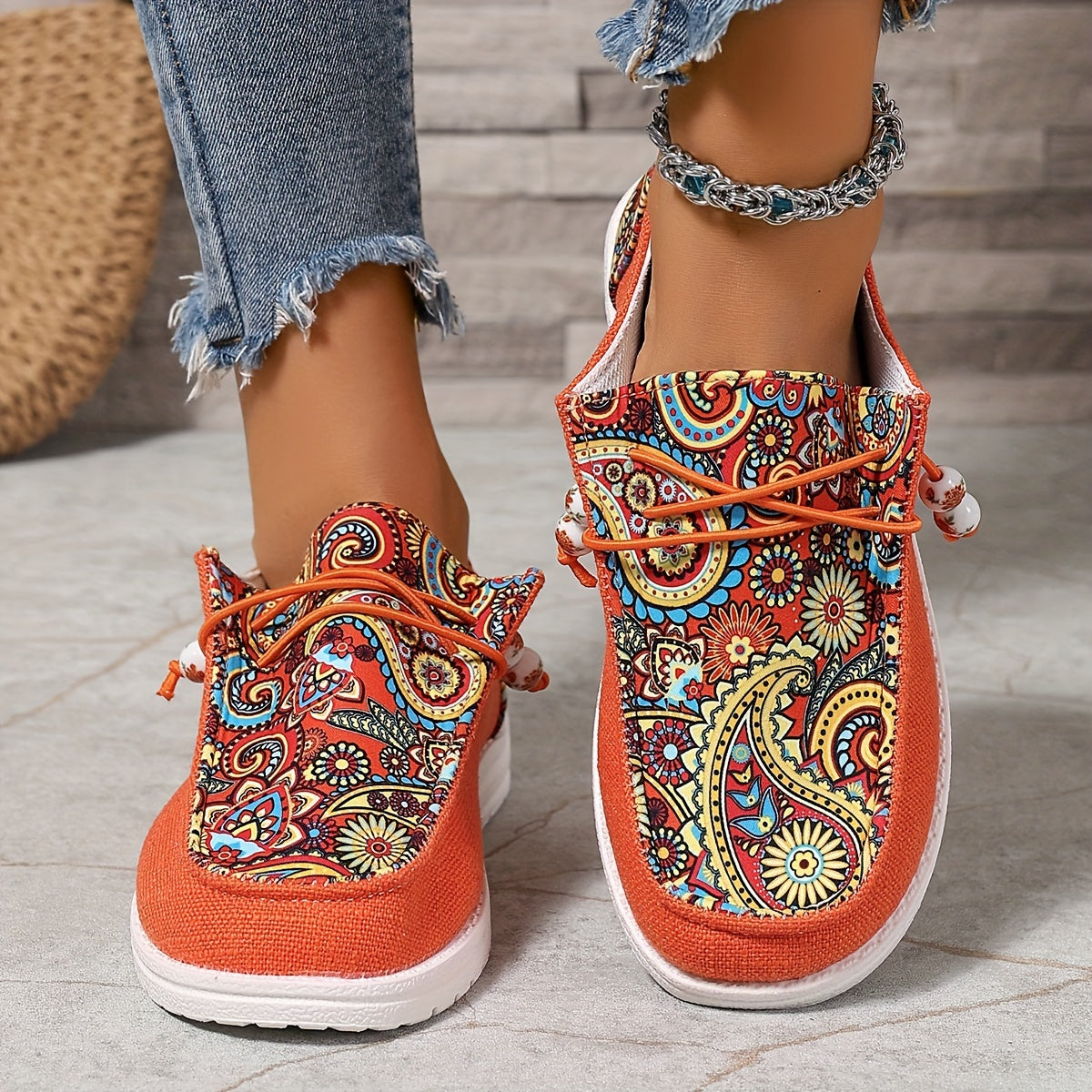 Women's Bohemian Beaded One-Kick Sandals Casual Summer Footwear