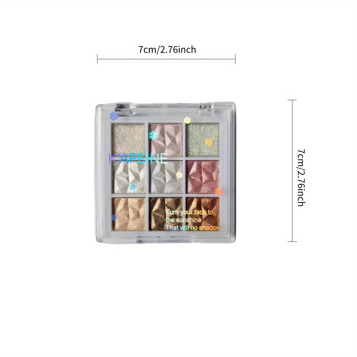 Paleta de sombras de ojos multicolor con nueve tonos y efecto brillante de copo de nieve para mujer
