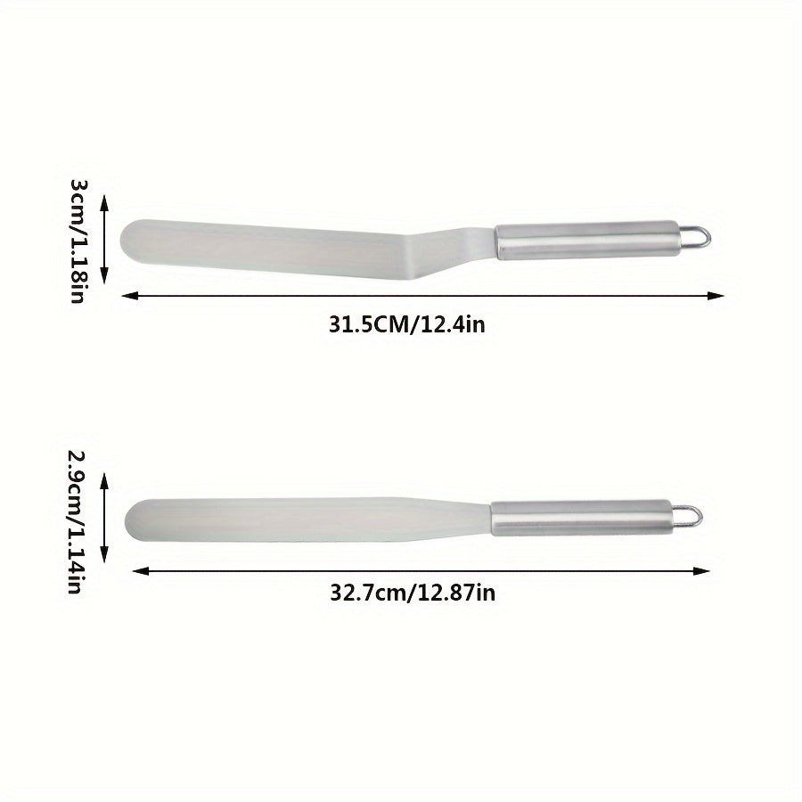 Buxoro po'latdan tayyorlangan tortni tozalash uchun to'g'ri va egilgan chetlar bilan to'plam