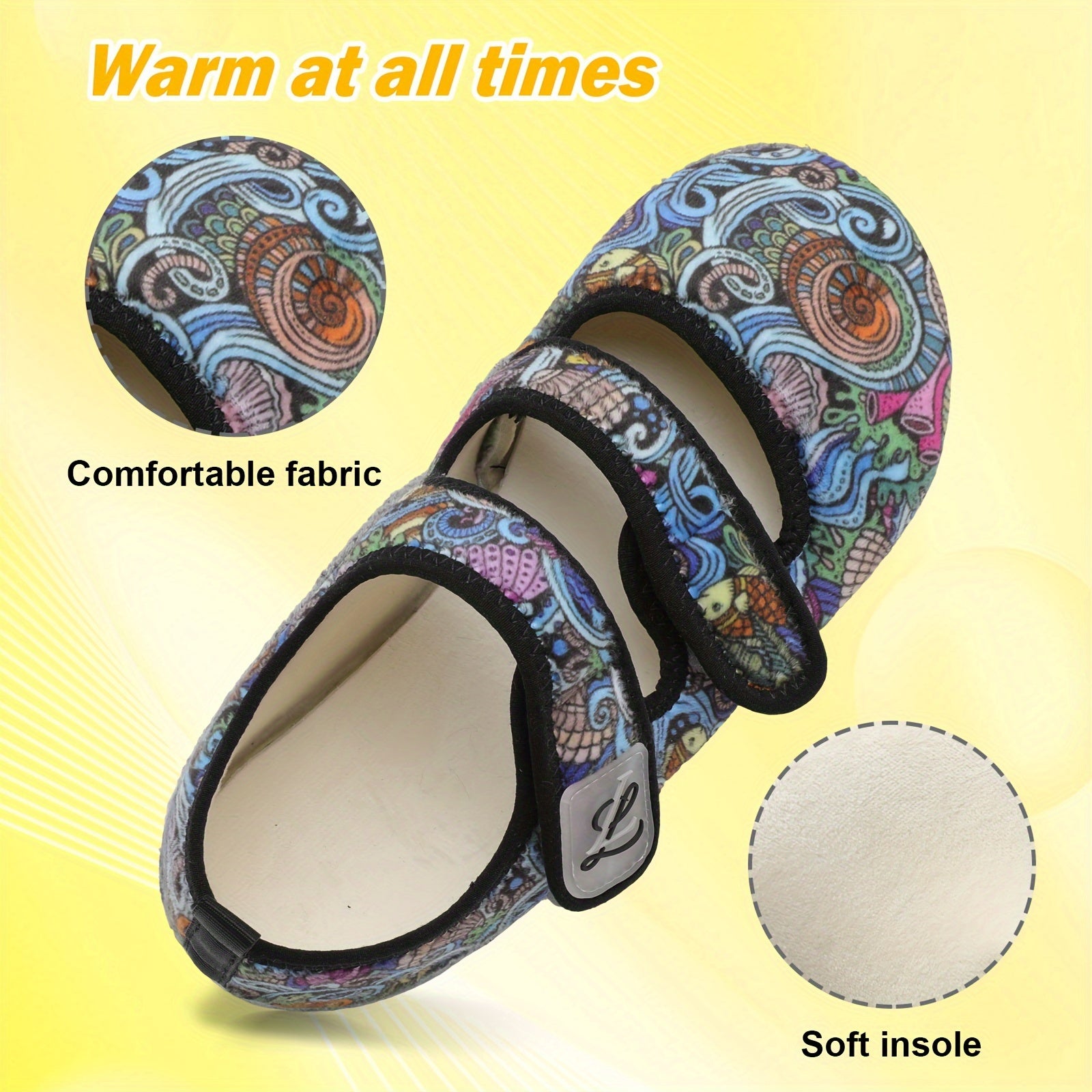 Women's Wide Slip-On Slippers with Rubber Sole Indoor Outdoor House Shoes