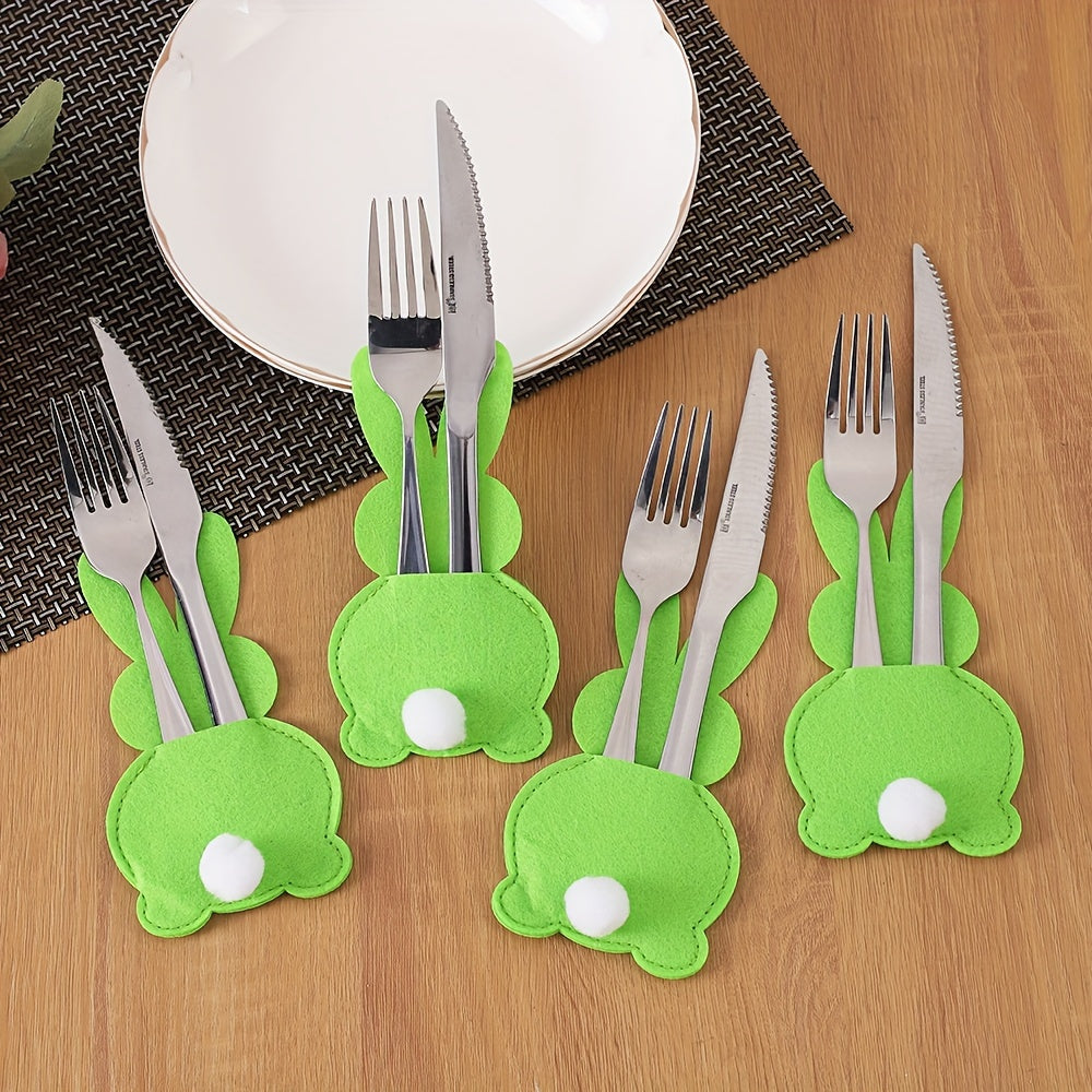 Easter Bunny Felt Cutlery Pouches and Polyester Table Mats for Holiday Dining