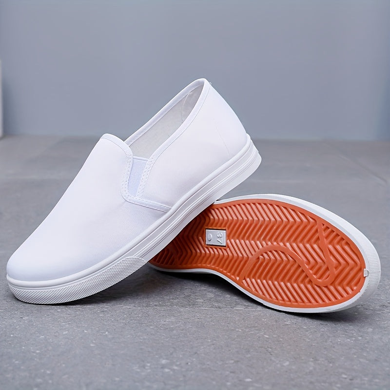Women Slip-On White Nursing Shoes Breathable Fabric Non-Slip PVC Sole