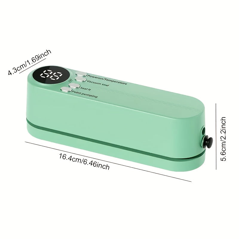 Портативный вакуумный упаковщик с USB-зарядкой для домашнего и уличного использования. Может вакуумировать и надувать. Компактный дизайн для сохранения продуктов, закусок, мяса, фруктов и овощей. Напряжение ≤36V.