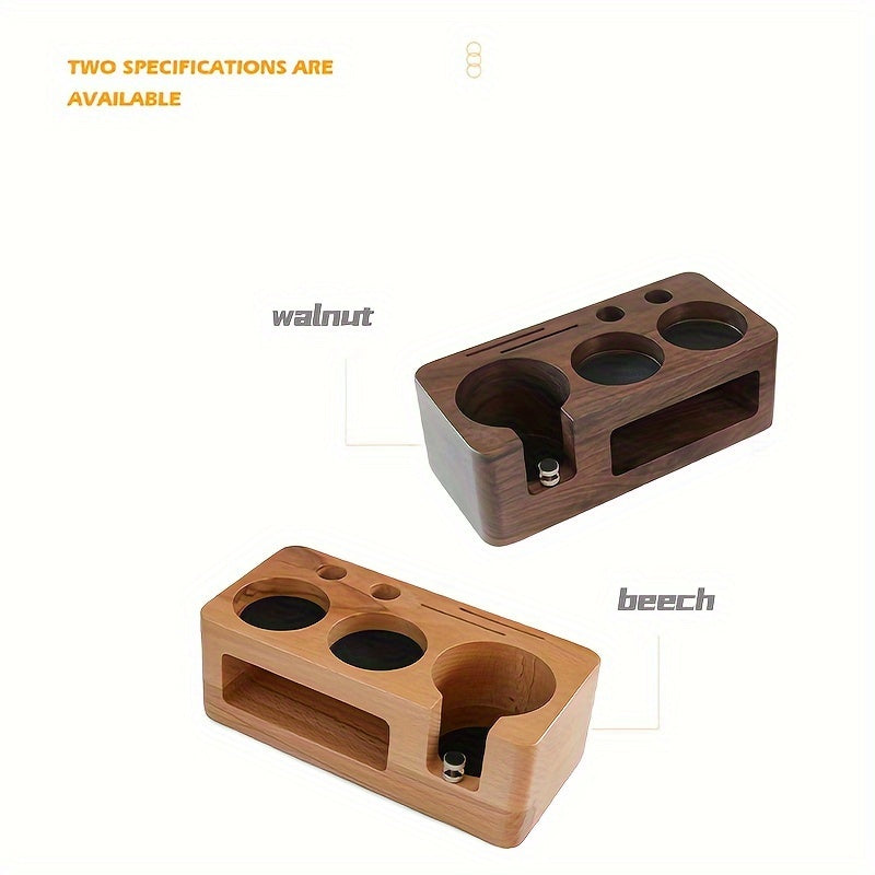 Espresso Tamping Station Set with Tamper Holder and Distribution Tool Walnut Beech