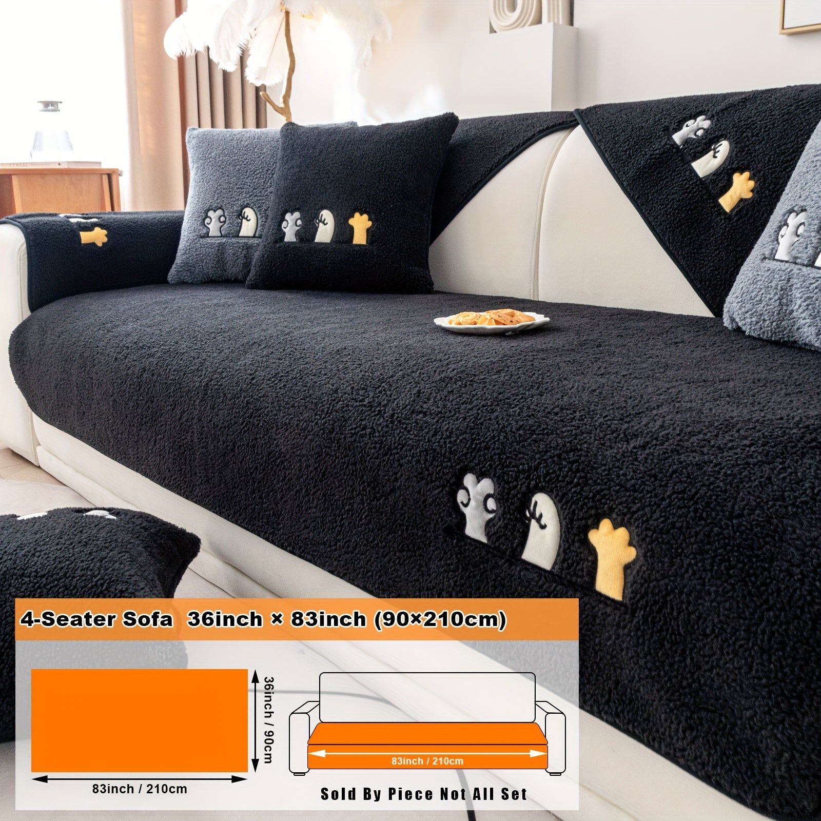 Zamonaviy yumshoq divan qoplamasi, oyoq izlari naqshli tikuv bilan, divanlar uchun sirpanmas himoya, mashinada yuvish mumkin va turli xil mebellar uchun mos.