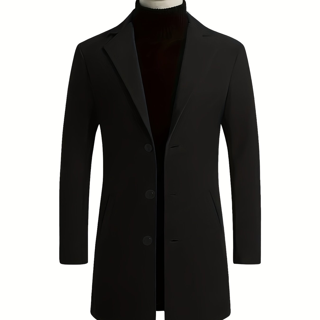 Men's Fall Winter Polyester Solid Color Long Sleeve Lapel Work Coat