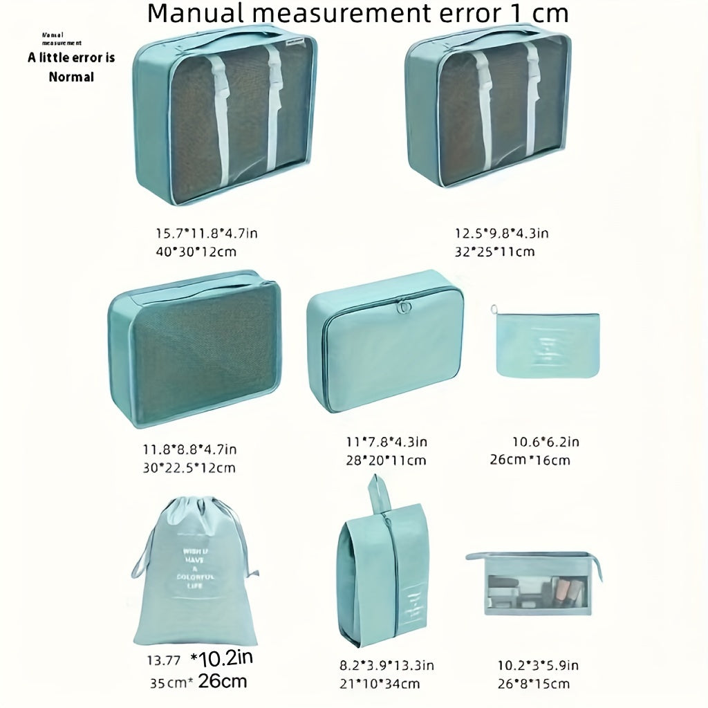 Розовый набор для путешествий из 7 прочных полиэстеровых кубов для упаковки с вдохновляющими цитатами