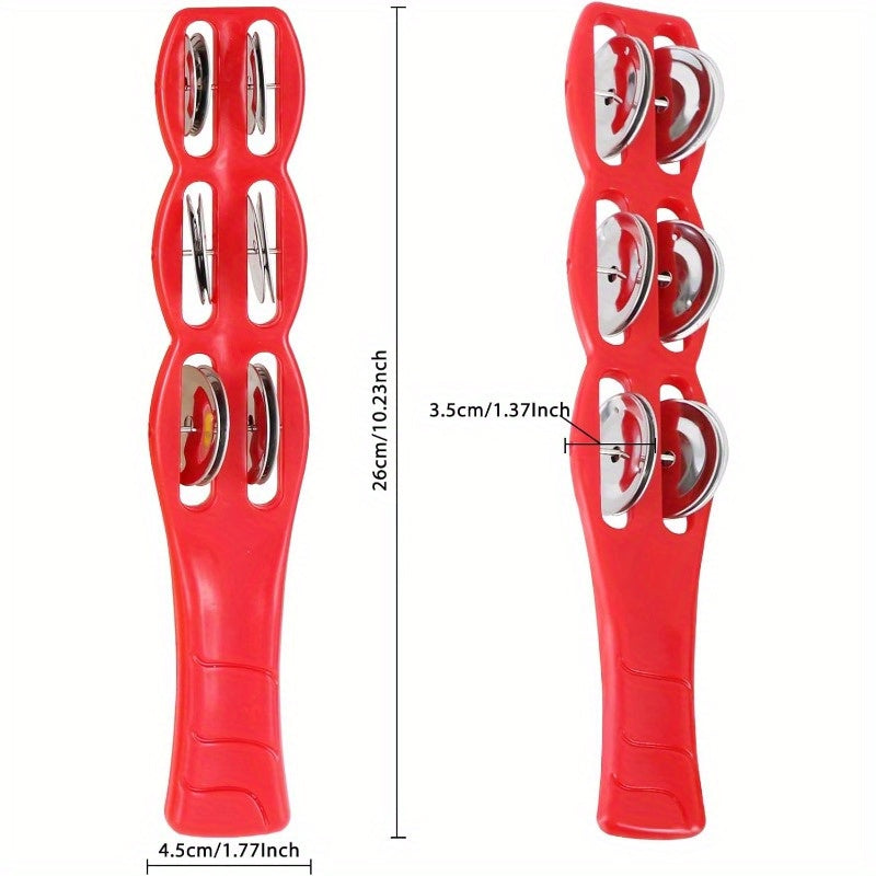 4 Colorful Plastic Jingle Bell Sticks with Metal Rattle Heads Percussion Accessories