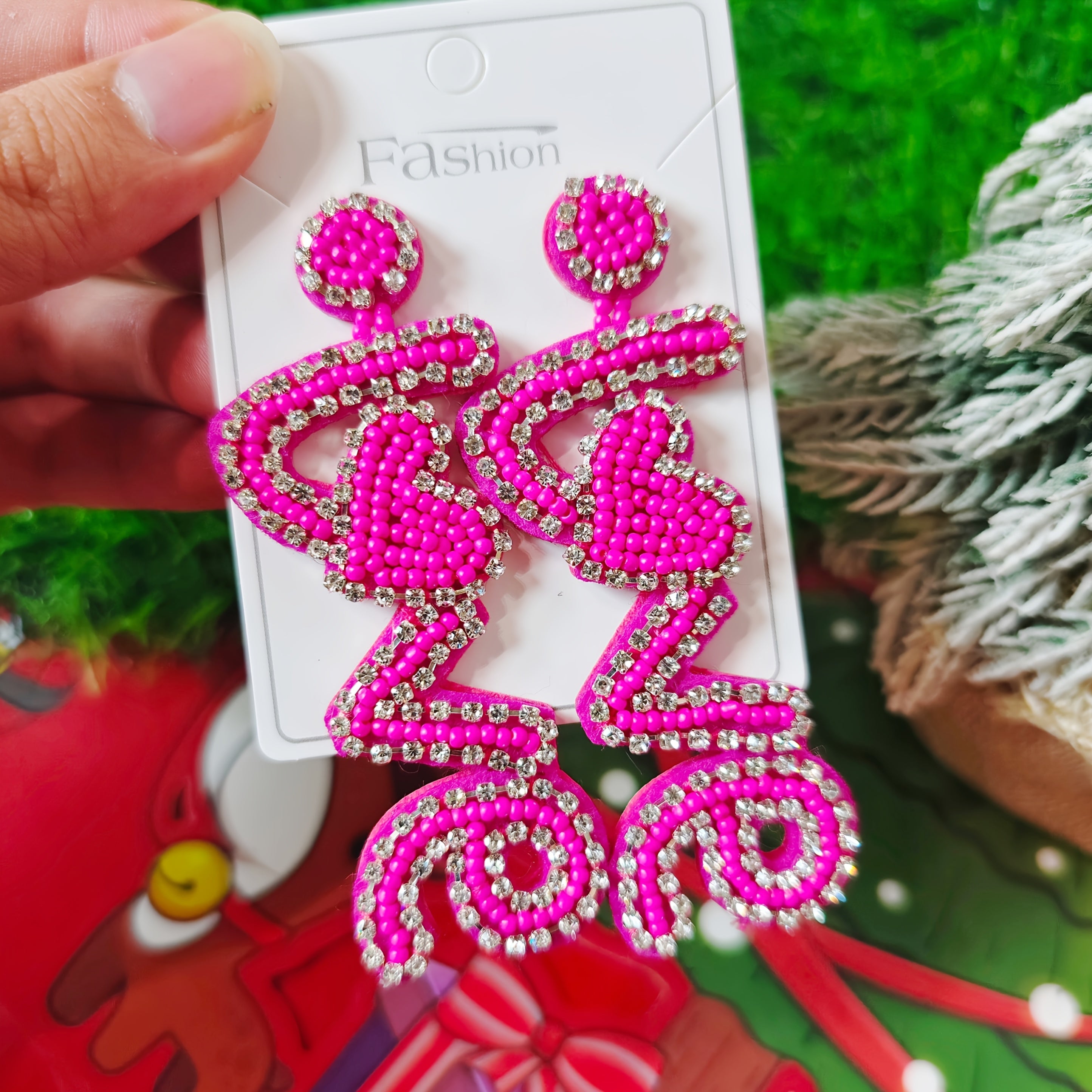 Pendientes de corazón con cuentas para mujer, estilo boho, rosa, blanco, acero inoxidable